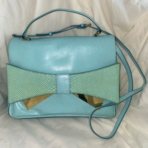 Gianni Bini Handbags - Gianni Bini Lucy Light Blue Shoulder Bag with‎ Bow Detail